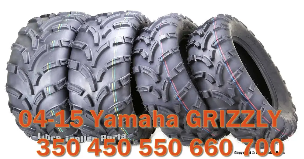 04-15 Yamaha GRIZZLY 350 450 550 660 700 ATV Tire Set WANDA 25x8-12 25x10-12 lite Mud