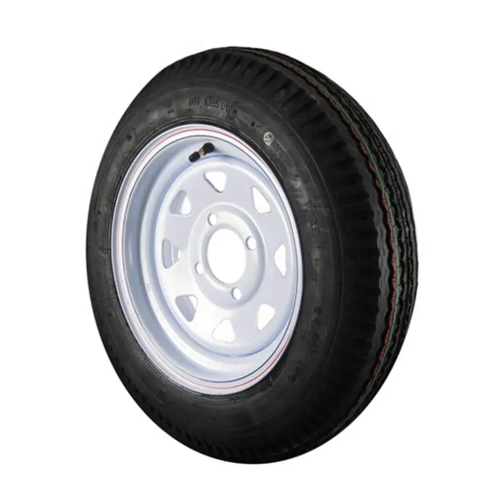 4.80X12 Loadstar Trailer Tire LRB on 4 Bolt White Spoke Wheel