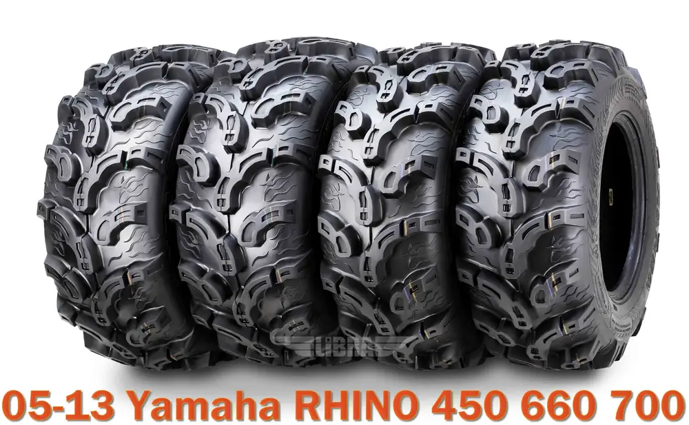 WANDA 25X8X12 25X10X12 fit 05-13 Yamaha RHINO 450 660 700 ATV Tire Set Super Mud (4)