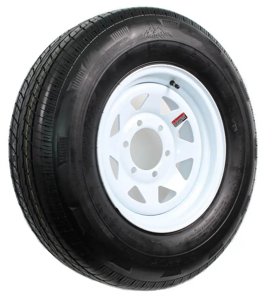 Eco Trailer Tire On Rim ST225/75D15 15 in. Load D 6 Lug White Spoke Wheel