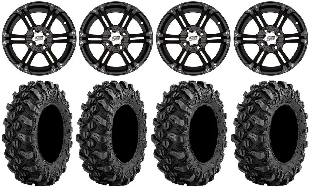ITP SS212 12 Wheels Black 25 Buck Snort Tires Honda Foreman Rancher SRA