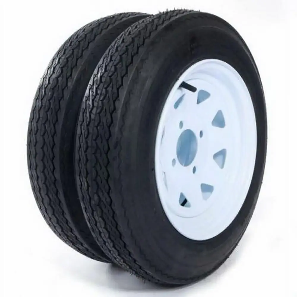 Ktaxon 1 Pair of Trailer Tires & Rims 4.80-12 480-12 4.80 X 12 4 Lug Wheel White Spoke 780LBS