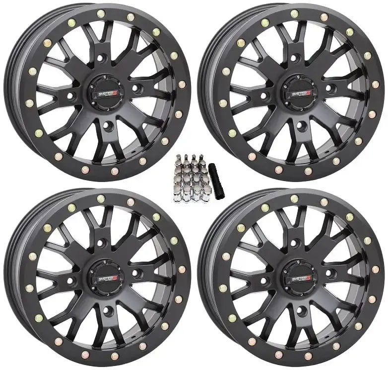 System 3 SB-4 Beadlock Black (4+3) UTV Wheels 15 Can-Am Maverick X3 / Honda Pioneer 1000