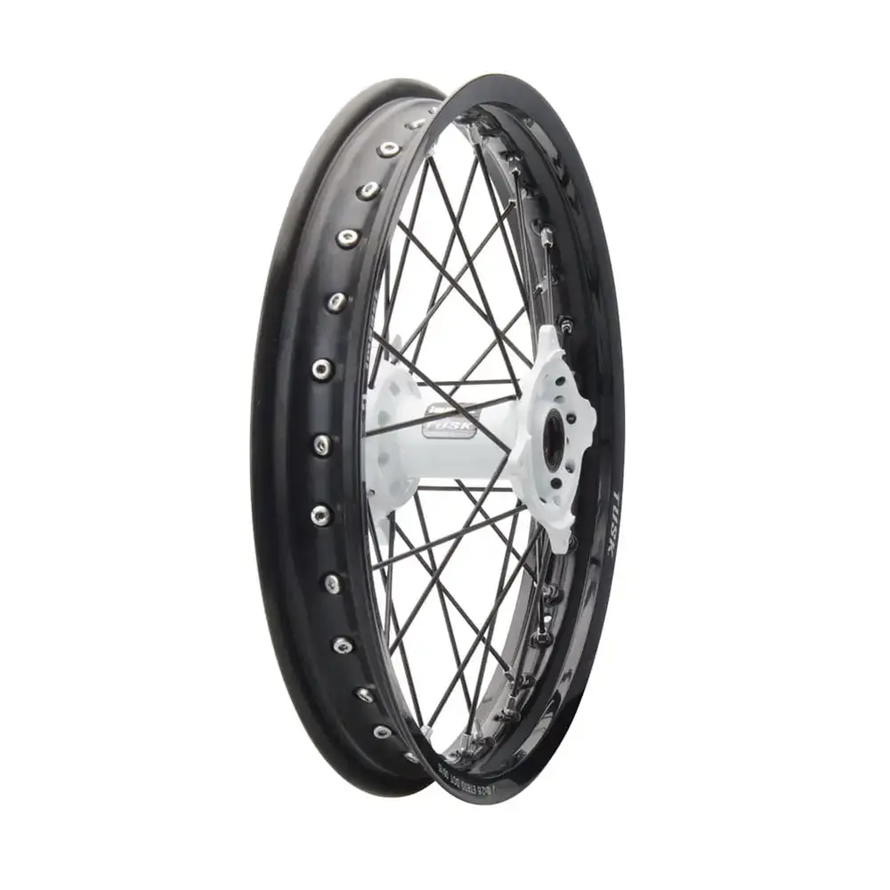 Tusk Impact Complete Wheel - Rear 18 x 2.15 Black Rim/Black Spoke/White Hub For YAMAHA YZ250F 2002-2022