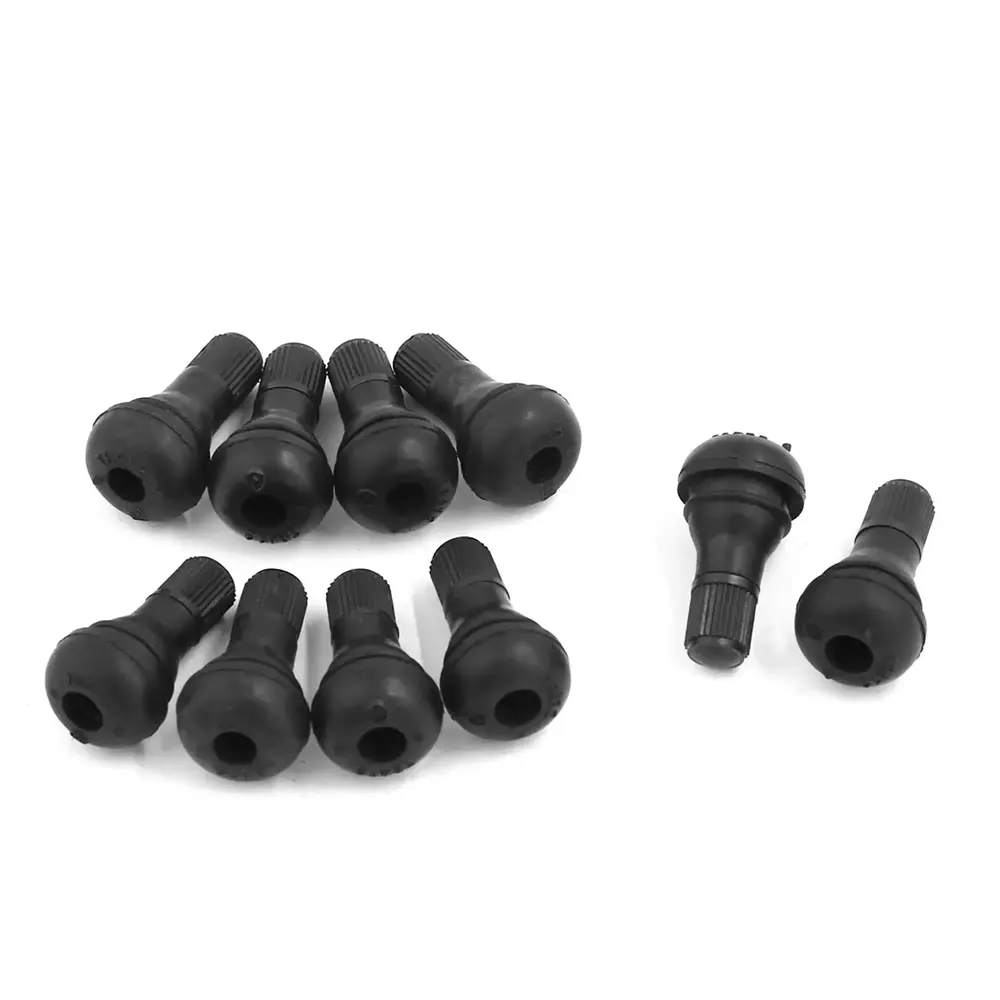 Unique Bargains 10pcs TR412 Black Rubber Tubeless Tire Stubby Valve Stems for Car Motorcycle