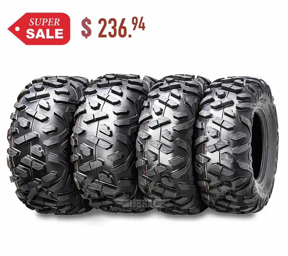 Wanda ATV/UTV Tires 25x8-12 Front & 25x10-12 Rear /6PR Big Horn Style 10375/10376. Set 4